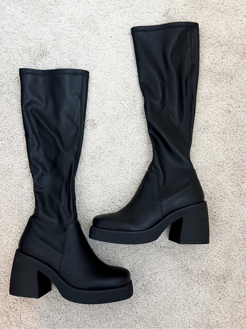 Steve Madden Black Knee-High Platform Boots - Baily